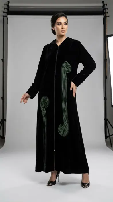 Winter black velvet with green flower image 0