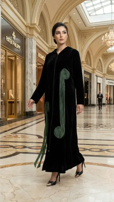 Winter black velvet with green flower image 1