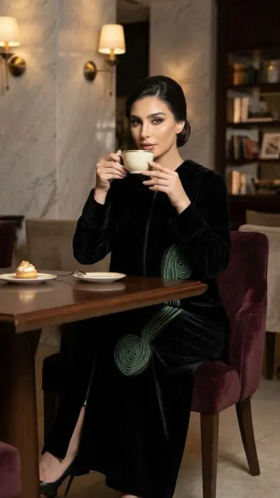 Winter black velvet with green flower image 2