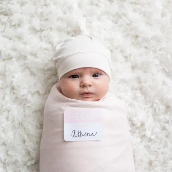 Hello World Bamboo Hat & Swaddle Blanket Set - Pink image 2