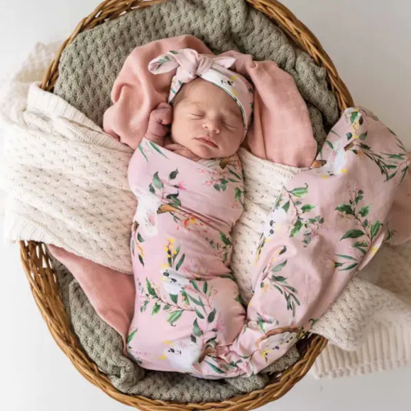 Cockatoo Organic Jersey Wrap and Topknot Set image 1