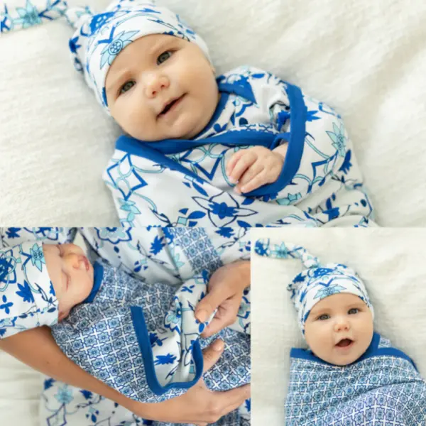 Ophelia Baby Swaddle & Newborn Hat Set image 2