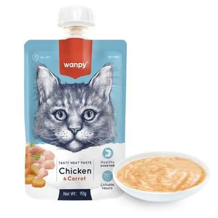 Wanpy Tasty Meat Paste Chcken with Carrot &amp; Pea Cat Treats 90g image 2