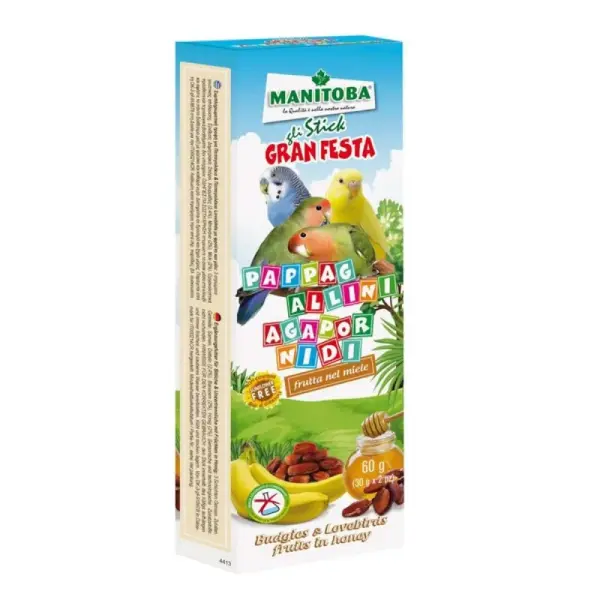 Manitoba Gran festa Papagallini &amp; Inseparabile Frutta  Miele stick 60 g image 0
