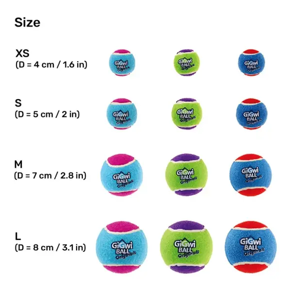 L size tennis ball 'GiGwi ball originals' (3pcs with different colour in one pack) D:8cm image 2