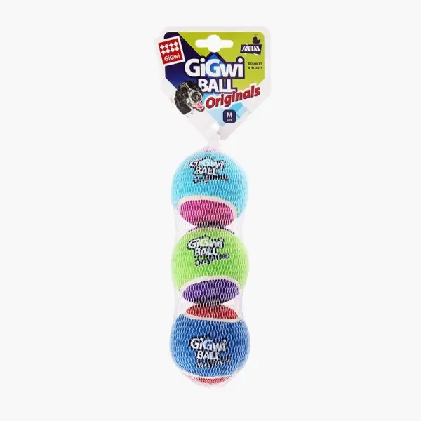 L size tennis ball 'GiGwi ball originals' (3pcs with different colour in one pack) D:8cm image 0