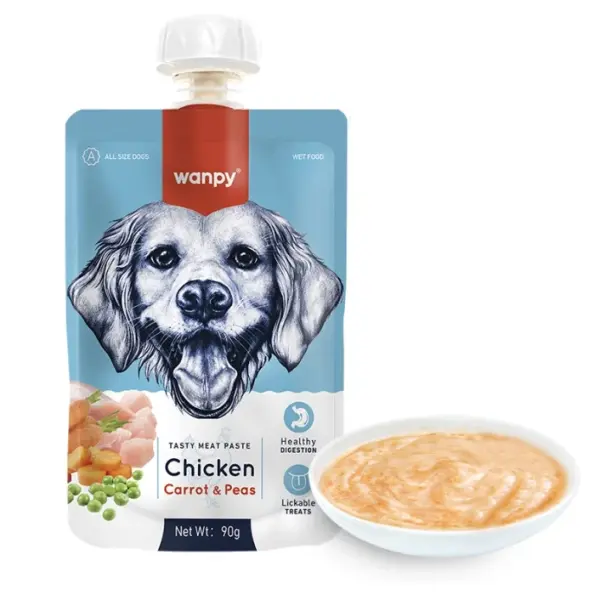 Wanpy Tasty Meat Paste Chcken with Carrot &amp; Pea Dog Treats 90G image 1