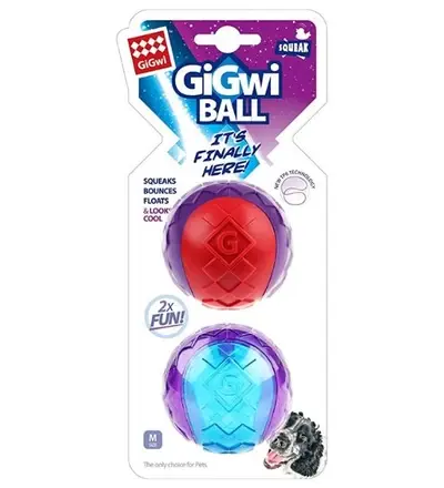 Gigwi Medium Multicolor Squeaky Balls Dog Toy 2 per pack image 0