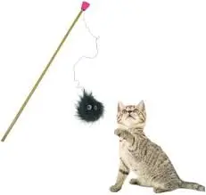 Pet Love Tail Tikkler Black &amp; Pink Wand Cat Teaser Toy with Catnip 1 pcs image 1