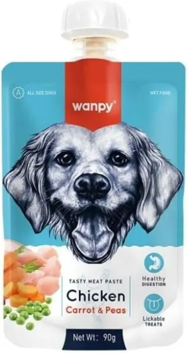 Wanpy Tasty Meat Paste Chcken with Carrot &amp; Pea Dog Treats 90G image 0