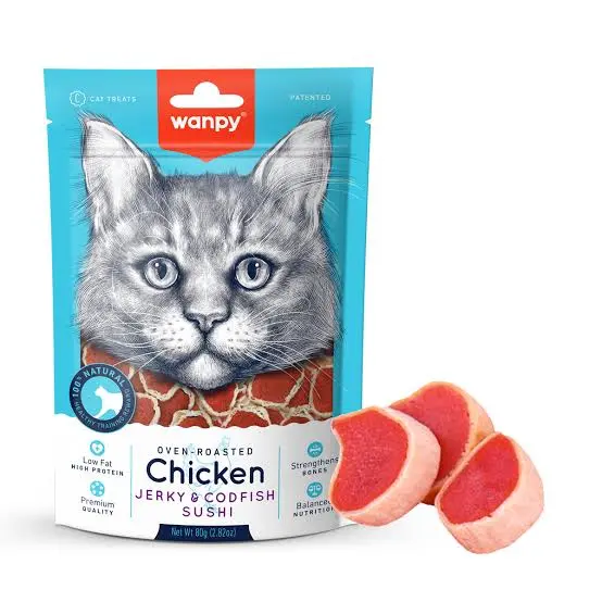 wanpy soft chicken jerky codfish and sandwiches for cat 80 g image 0