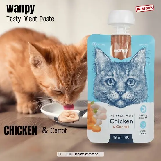 Wanpy Tasty Meat Paste Chcken with Carrot &amp; Pea Cat Treats 90g image 0