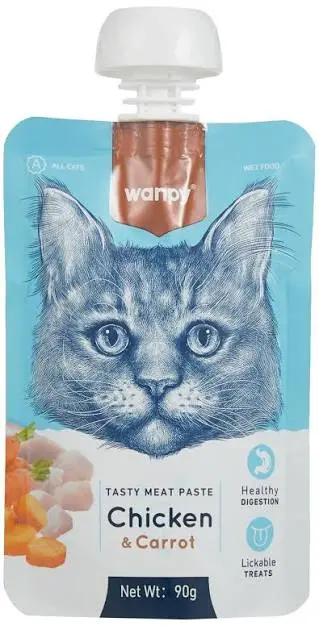 Wanpy Tasty Meat Paste Chcken with Carrot &amp; Pea Cat Treats 90g image 3