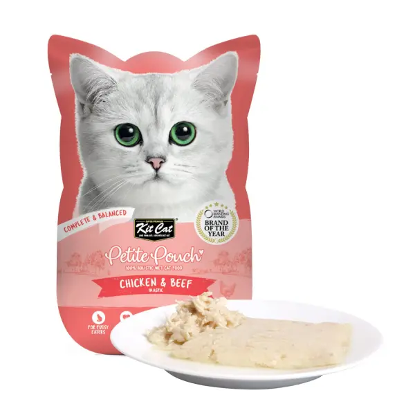 Kit Cat Petite Pouch Wet Cat Food with Chicken &amp; Beef in Aspic 70 gr image 0