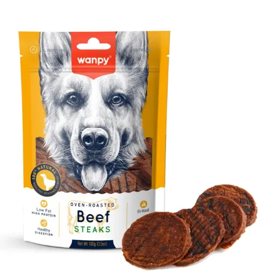 Wanpy Oven Roasted Beef Steak Dog Treats 100gr image 0