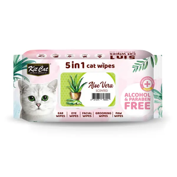 KitCat 5 in 1 Cat Wipes Aloe 80sheets image 0