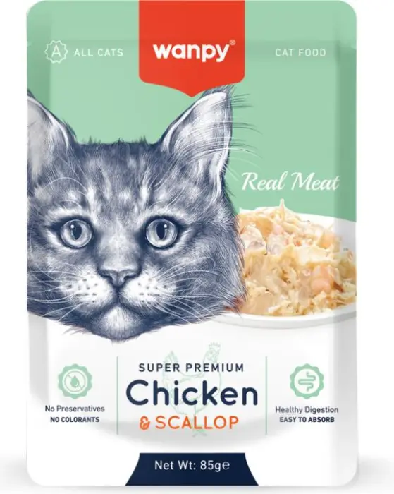 Wanpy Wet Cat Food with Chicken &amp; Scallop 85 gr image 0