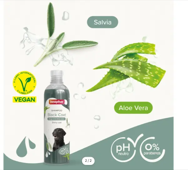 Beaphar Shiny Shampoo with Sage &amp; Aloe Vera for Dogs with Black Coat 250ml image 1