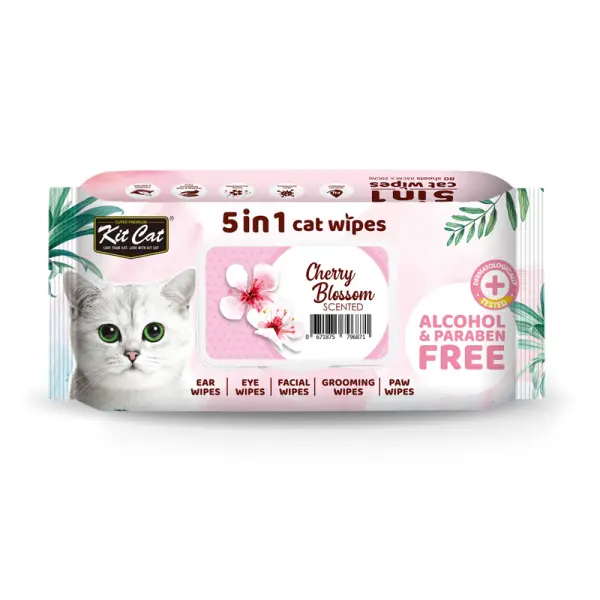 KitCat 5 in 1 Cat Wipes Cherry Blossom 80sheets image 0