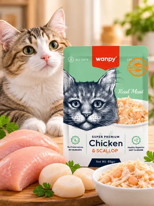 Wanpy Wet Cat Food with Chicken &amp; Scallop 85 gr image 1