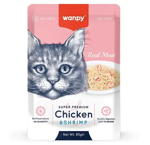 Wanpy Super Premium Wet Cat Food with Chicken &amp; Shrimp 85 gr image 0