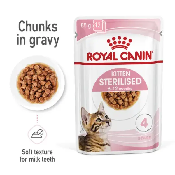 Royal Canin Kitten Sterilised in Gravy Wet Food 85G image 1