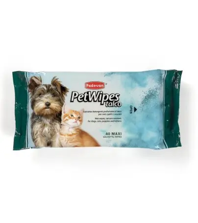 Padovan Pet Talc Wet Wipes Talcum Scented for Dogs Cats Puppies And Kittens image 0