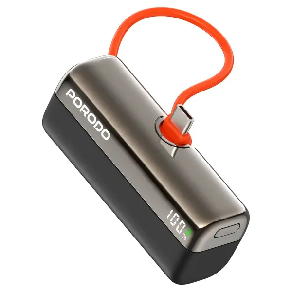 باور بانك بورودو Pocket Volt – سعة 5000mAh، شحن سريع 22.5W، وزن 89 جرام، كفالة سنتين-أسود image 0