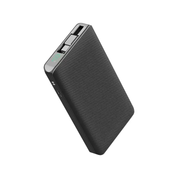 باور بانك Powerology بسعة 10000mAh مع كابل Type-C قابل للسحب – أسود image 0