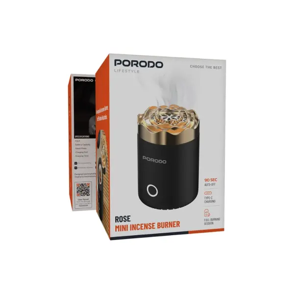 مبخرة بورودو لايف ستايل روز ميني المحمولة (Porodo Rose Mini) - أسود image 5