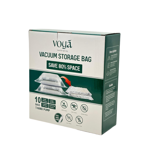 أكياس تخزين بتفريغ الهواء – Voya Vacuum Storage Bag – 10 قطع مع مضخة يدوية image 3