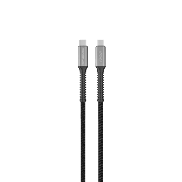 كابل Powerology USB4 مضفّر USB-C إلى USB-C – أسود image 0