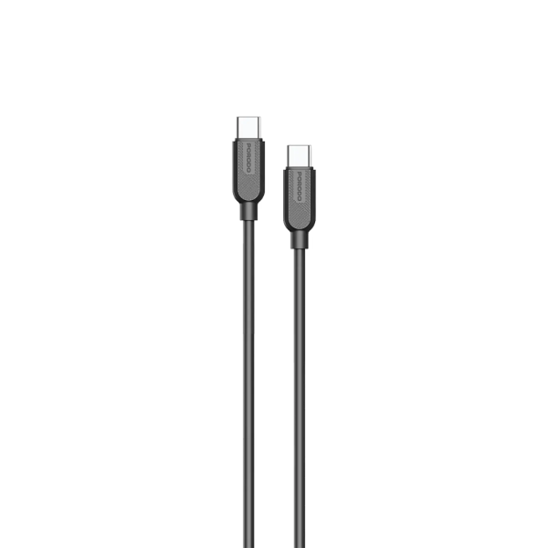 كابل Porodo سيليكون من USB-C إلى USB-C للشحن ونقل البيانات – أسود image 0