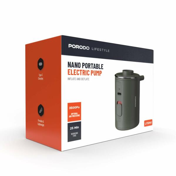 مضخة هواء من Porodo – نفخ وتفريغ – بطارية ‎800mAh‎ – شحن Type-C – أخضر image 12