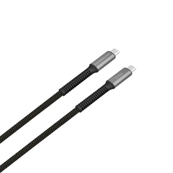 كابل Powerology USB4 مضفّر USB-C إلى USB-C – أسود image 1