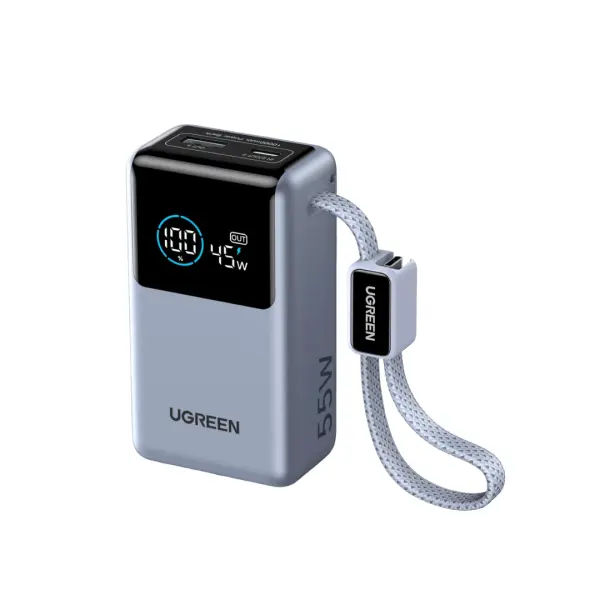 باور بانك يوجرين نكسود برو ميني (UGREEN Nexode Pro PB727) سعة 10000 مللي أمبير بقوة 55 واط مع كيبل مدمج - رمادي image 0
