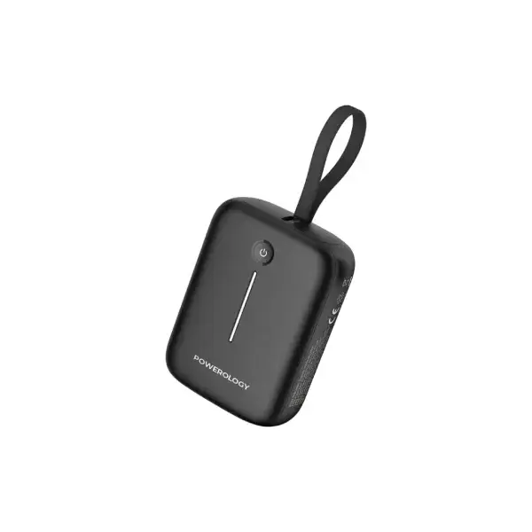 باور بانك Powerology ‎10000mAh‎ مع سلك USB-C قابل للإزالة – ‎20 واط‎ PD – شحن 3 أجهزة image 1