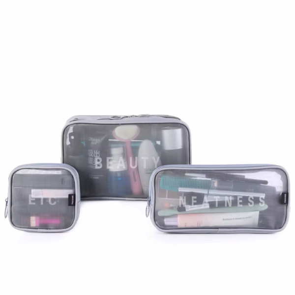 طقم من 3 حقائب تنظيم شبكية للتجميل والإكسسوارات image 2