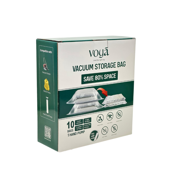 أكياس تخزين بتفريغ الهواء – Voya Vacuum Storage Bag – 10 قطع مع مضخة يدوية image 2