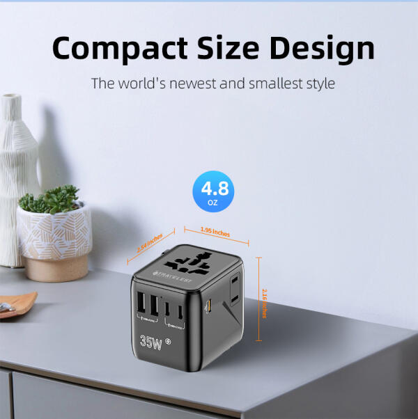 من ترافيليست محول السفر العالمي GaN 35W مع 3 منفذ USB-C + منفذ 2 USB-A، 2500W AC، متوافق مع أكثر من 200 دولة image 12