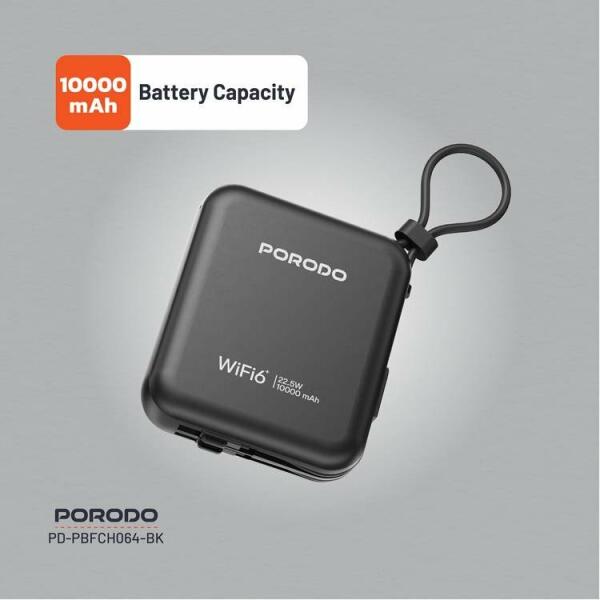 راوتر محمول Porodo 4G LTE مع WiFi 6 وبطارية ‎10000mAh‎ – أسود image 6