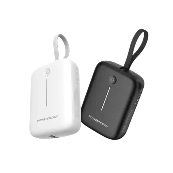 باور بانك Powerology ‎10000mAh‎ مع سلك USB-C قابل للإزالة – ‎20 واط‎ PD – شحن 3 أجهزة image 0